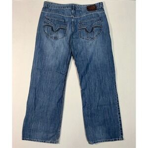 Ecko Unltd Jeans Mens 38X32 Light Wash Baggy Y2K Back Pocket Embroidery